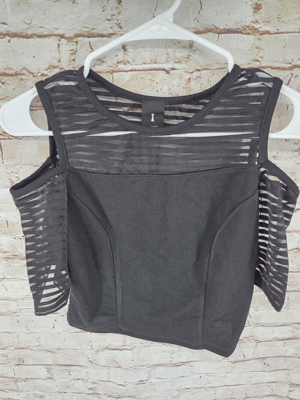Privately Privileged Crop Top Size Medium Black Open Shoulder